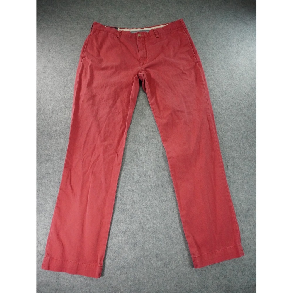 Polo Ralph Lauren Chino‎ Pants Mens 36x34 Fits 36x32.5 Red Classic Straight Leg